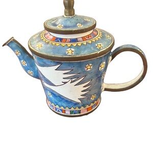 Vintage 1996 Charlotte D Vida flight of the geese enamel teapot